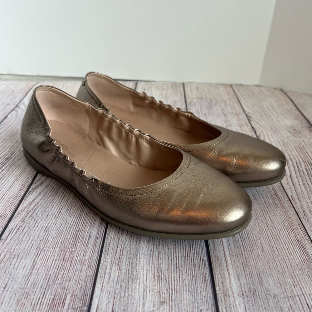ECCO Incise Enchant Ballet Flat Gold Shoes 9